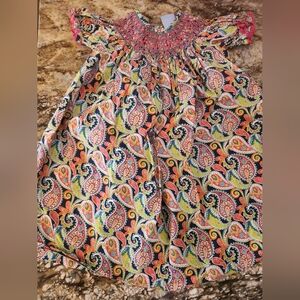 Colorful Paisley Smocked Baby Dress